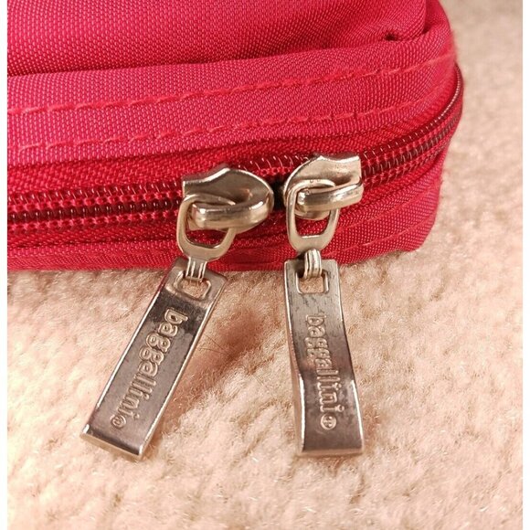 Baggallini Red Nylon Crossbody Travel Bag Purse Adjustable Strap Compartments - Picture 3 of 7